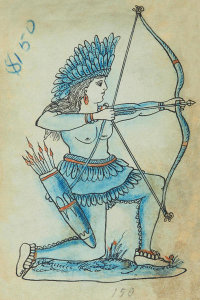 Artist in the United States - Tattoo flash book (native warrior woman), about 1890