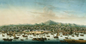 Artists in Guangzhou, China - Panoramic View of Guangzhou with the Foreign Factories, about 1800