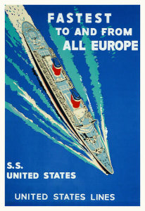 Artist in North America - Fastest To and From All Europe, S.S. United States, about 1955