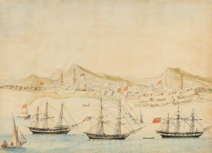Artist from the United States, worked in Yemen - Coffee Ships at Mocha, about 1850