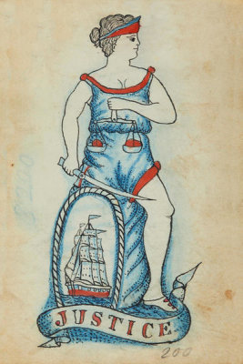 Artist in the United States - Tattoo flash book (Justice), about 1890