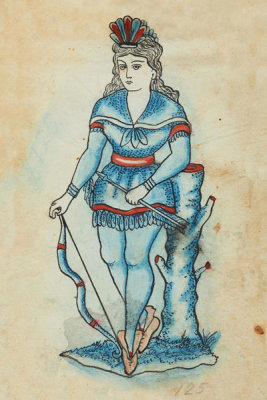 Artist in the United States - Tattoo flash book (woman with bow and arrow), about 1890
