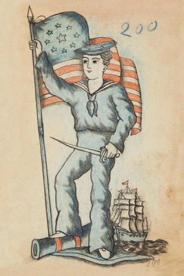Artist in the United States - Tattoo flash book (sailor with sword), about 1890