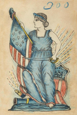 Artist in the United States - Tattoo flash book (Lady Liberty), about 1890