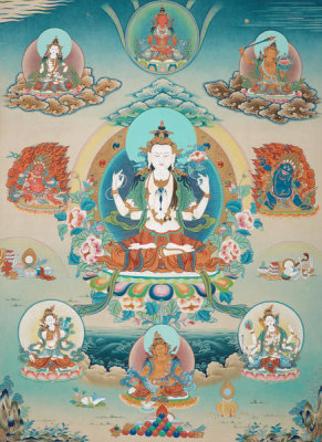Pema Wangyal - Four-armed Avalokiteshvara with Deity Assembly, 2007