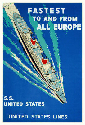 Artist in North America - Fastest To and From All Europe, S.S. United States, about 1955