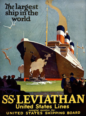 Artist in North America - The largest ship in the world, S.S. Leviathan, United States Lines, before 1928