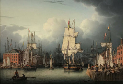 Robert Salmon - Boston Harbor, Long and Central Wharves, 1832