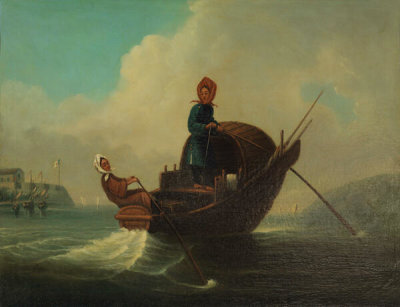 Artist in China - View of a Tanka boat woman, 1800s